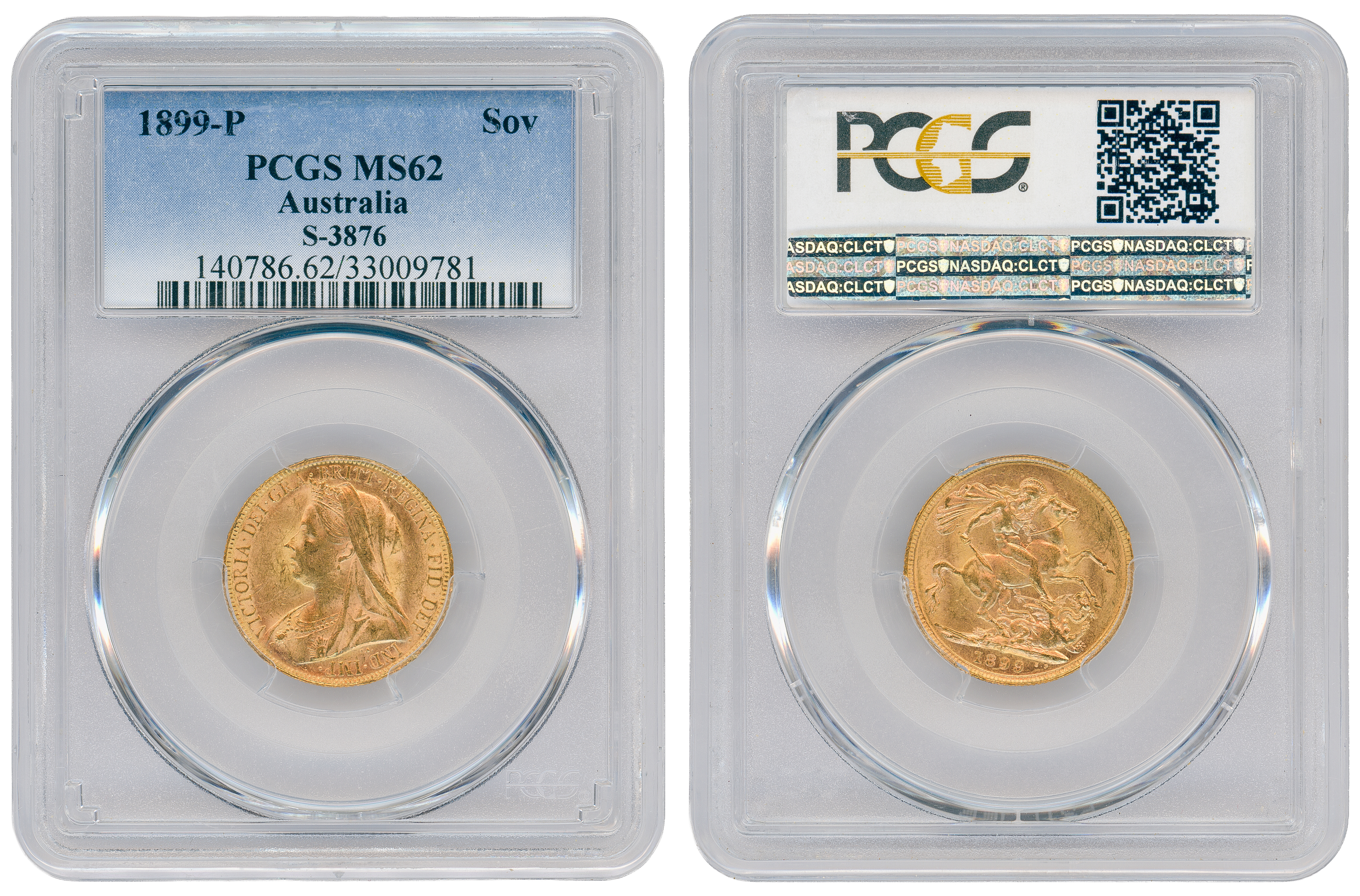 Victoria, St George Reverse, Sovereign, 1899-P, PCGS MS62