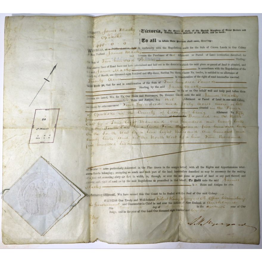 LAND DEED - OPAHEKE  - In the County of Eden.