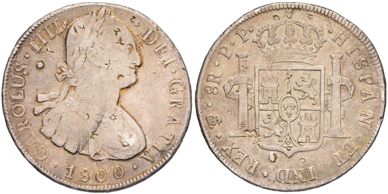Bolivia, Carlos IIII, Eight Reales, 1800 P.T., VG