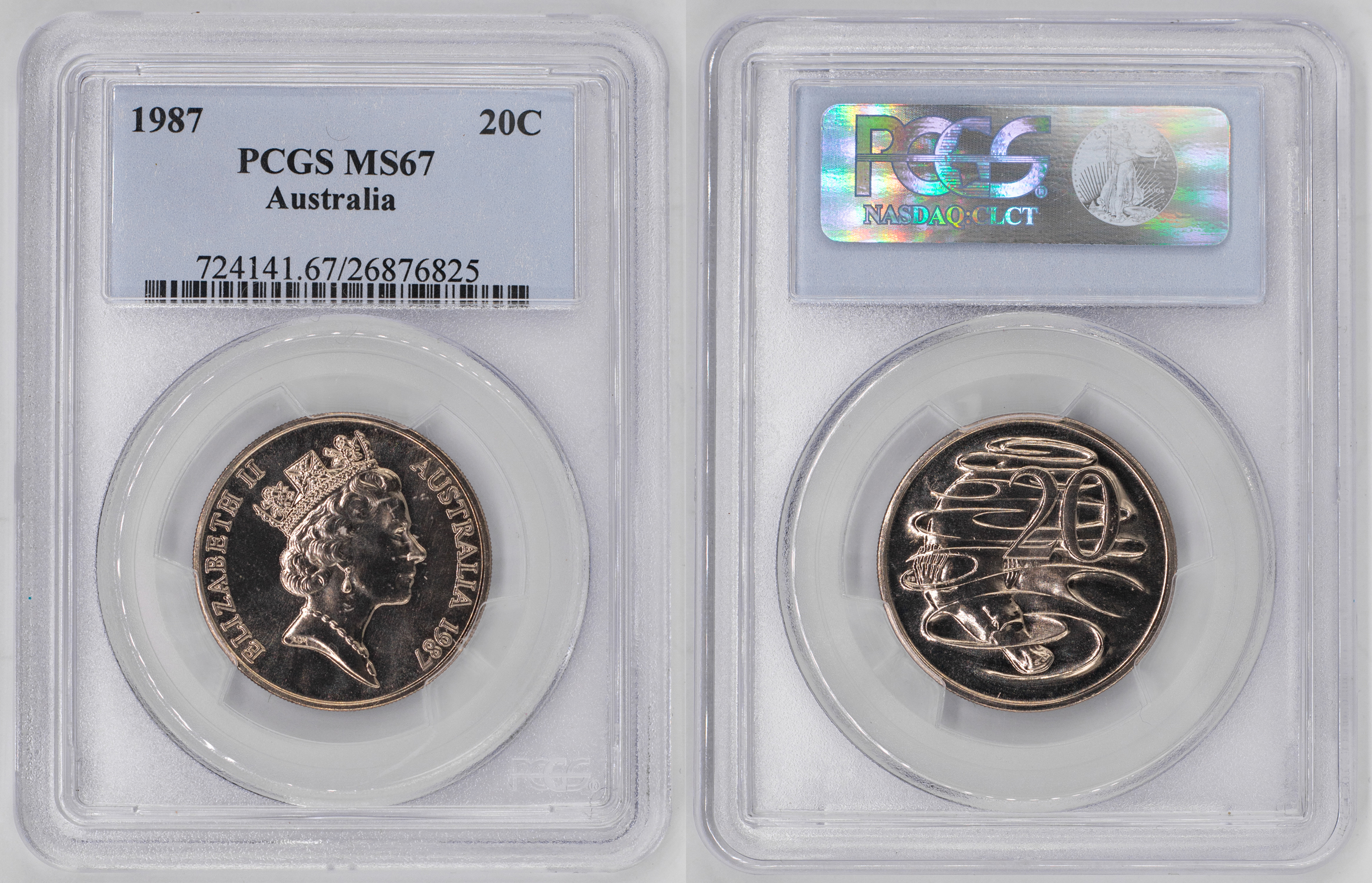Elizabeth II, Twenty Cent, 1987, PCGS MS67