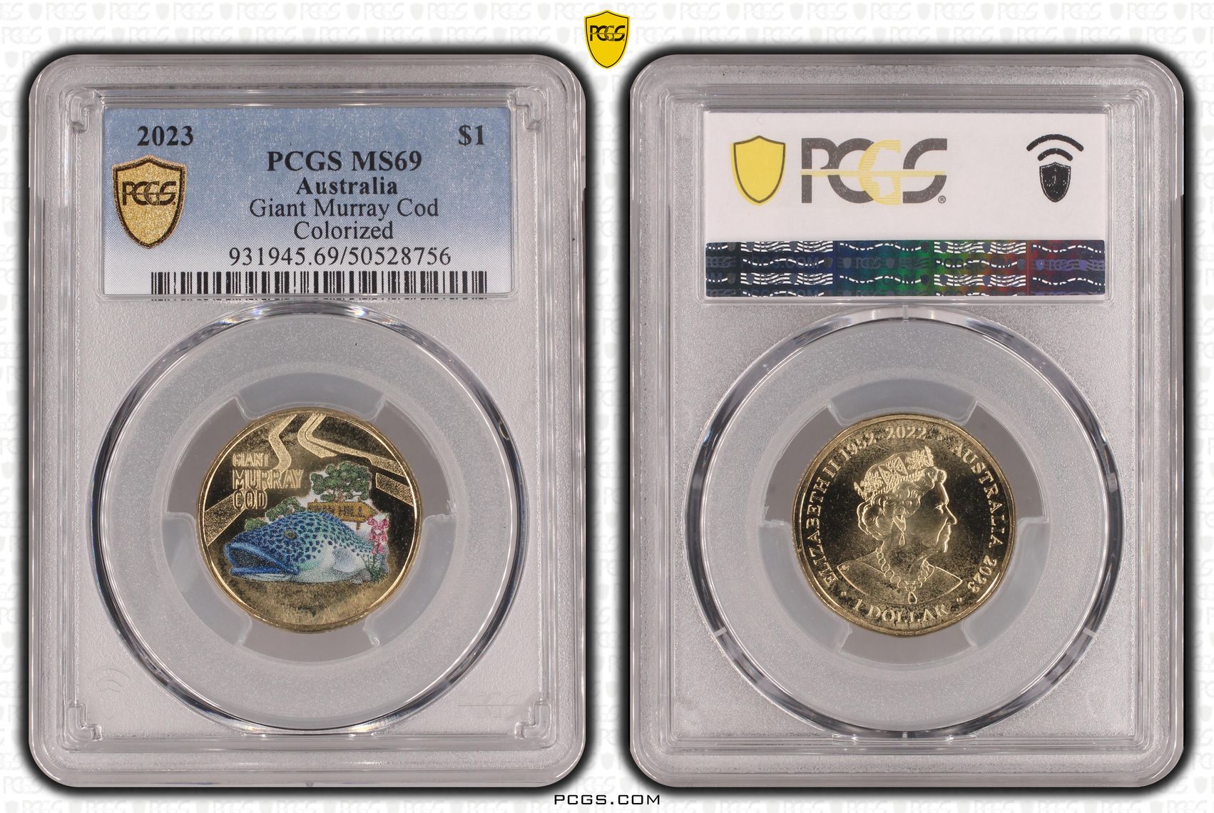 Giant Murray Cod POP 16/0, One Dollar, 2023, PCGS MS69