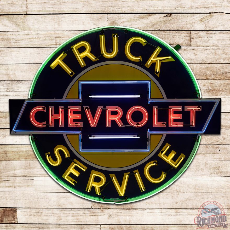 Amazing Chevrolet Truck Service 7.5' Double Sided Porcelain Neon Sign