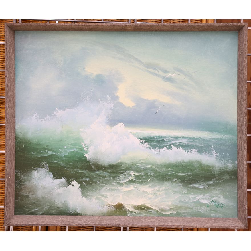 J. Peak ''Crashing Waves'' Oil Painting Framed 21''x25''