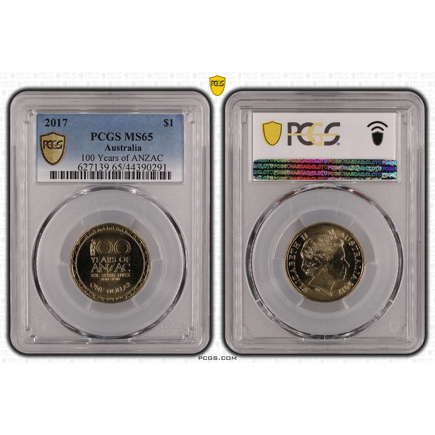 100 Years of ANZAC, One Dollar, 2017, PCGS MS65