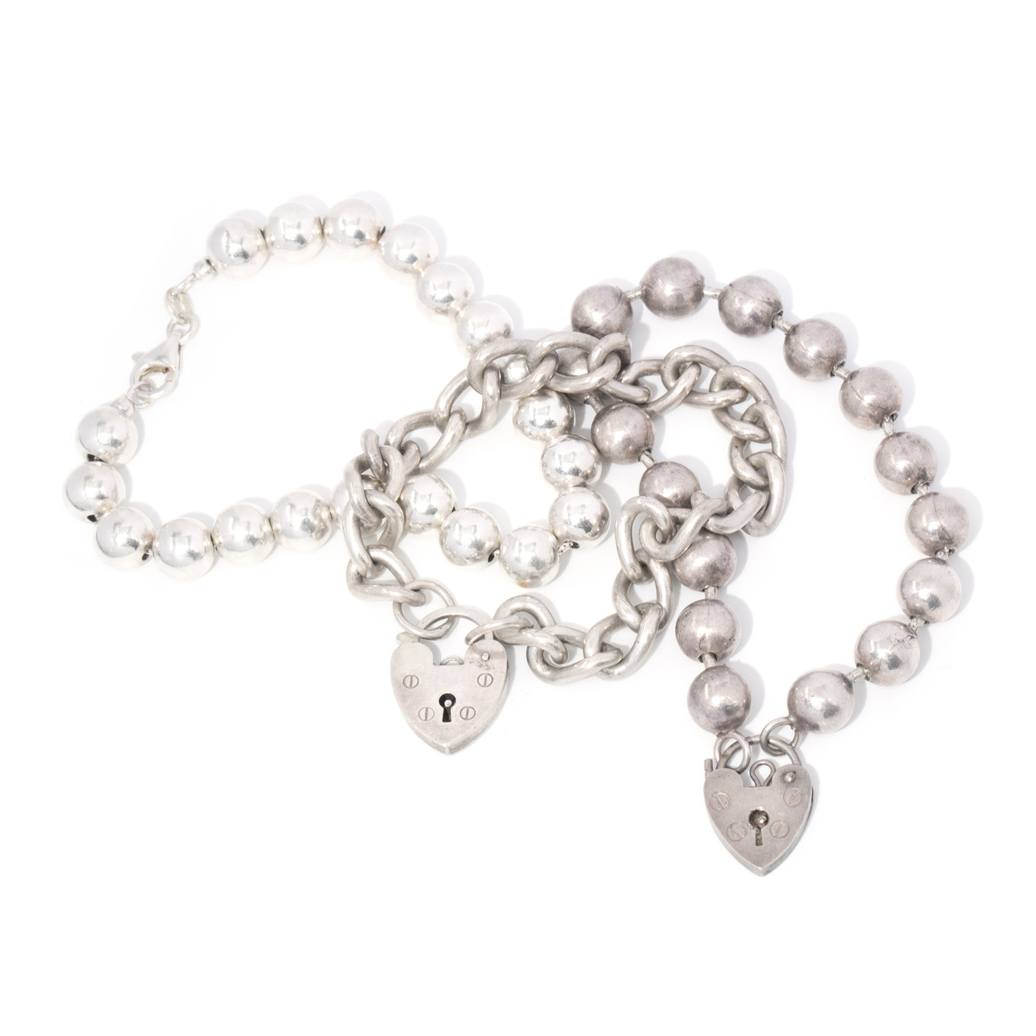 Three sterling silver bracelets