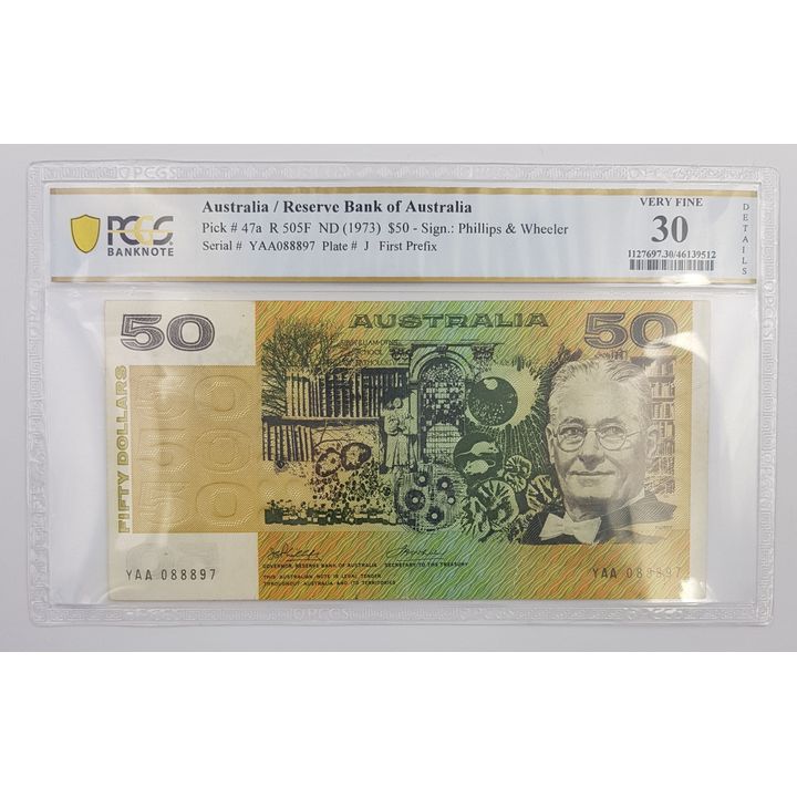 FIRST $50 PREFIX - P/W $50 Note - VF 30