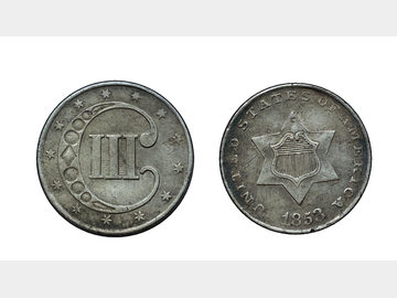 1853 UNITED STATES OF AMERICA SILVER 3 CENTS