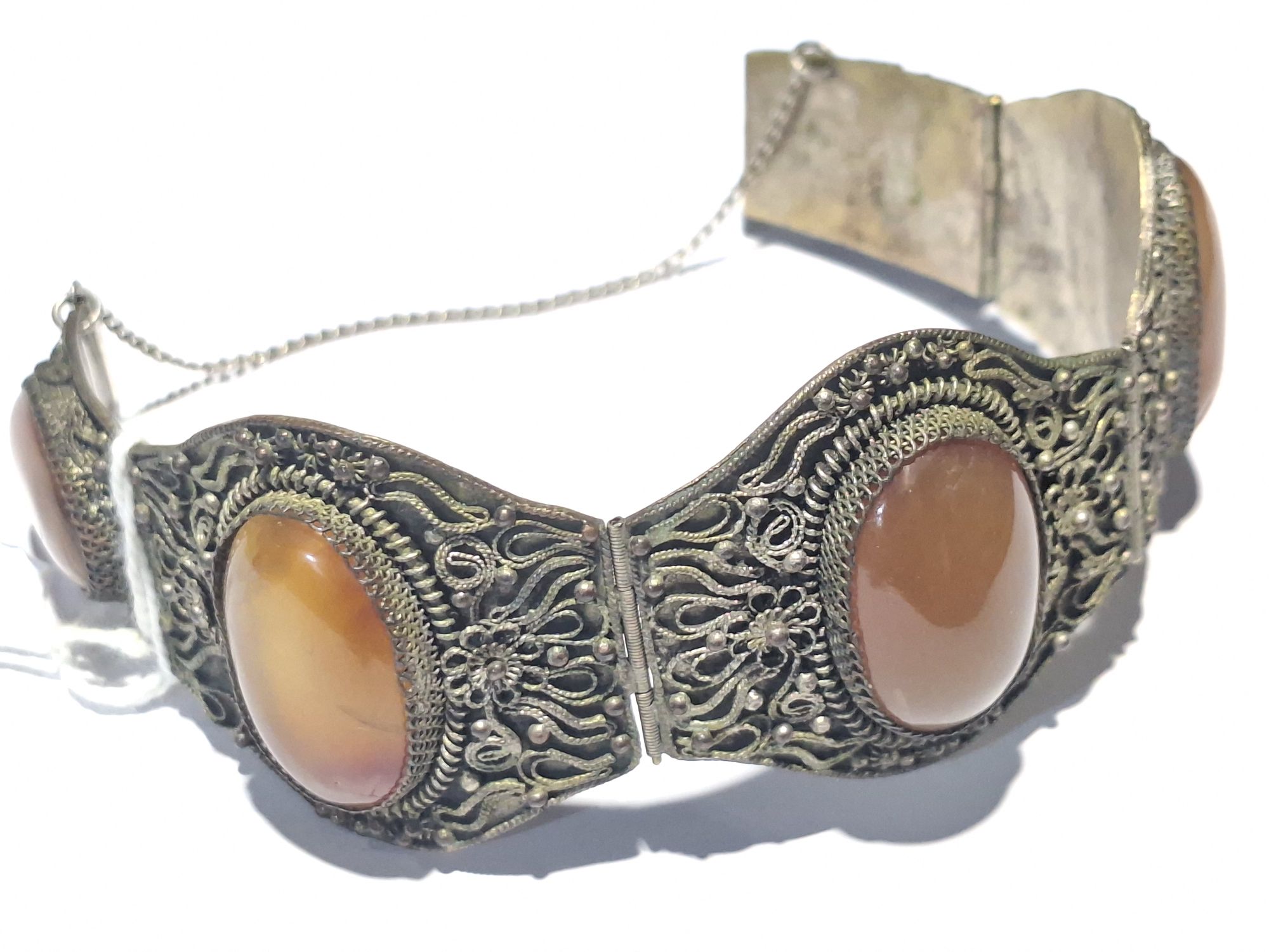 Vintage Filigree And Stone Bracelet