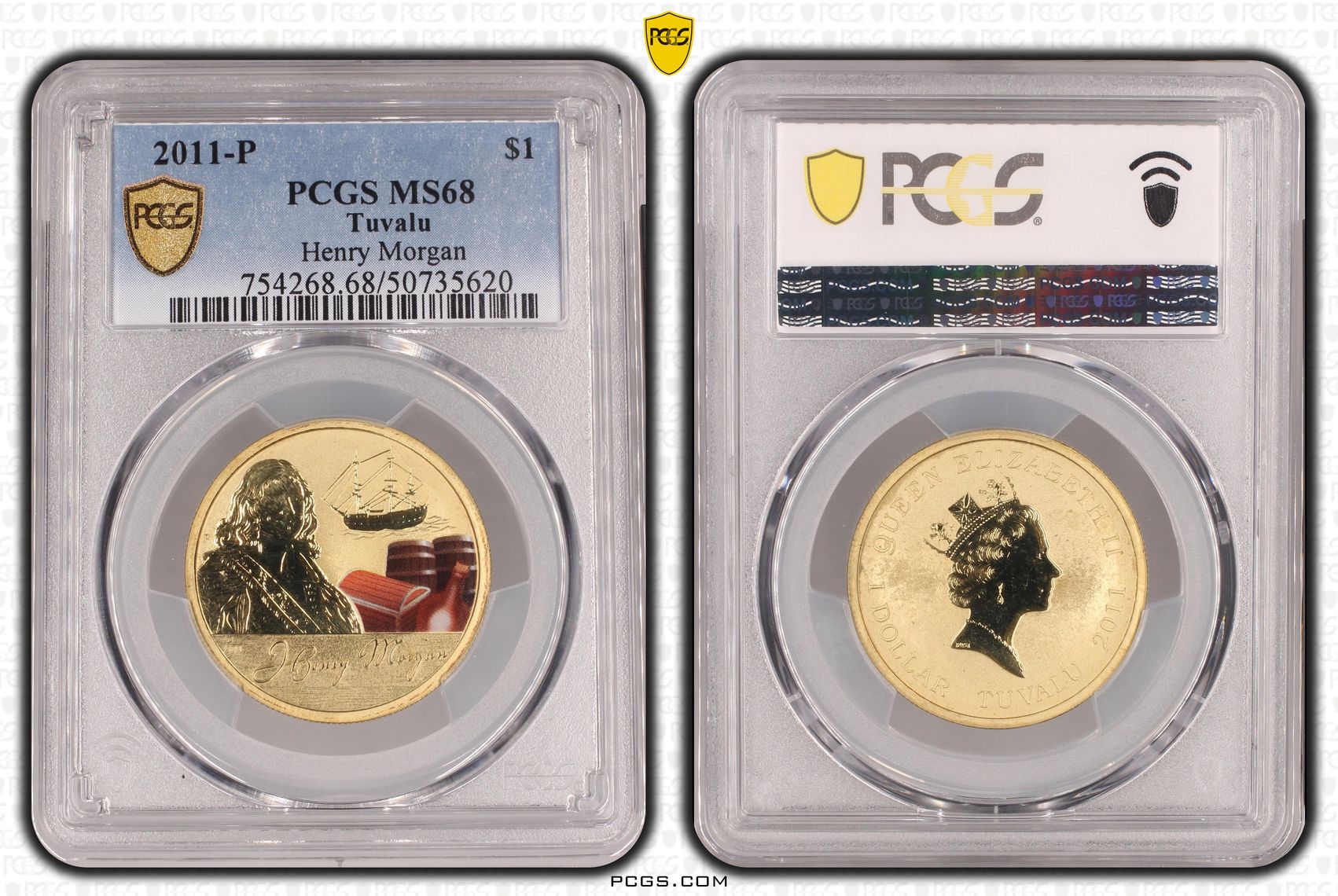 Tuvalu, Henry Morgan , One Dollar, 2011-P, PCGS MS68