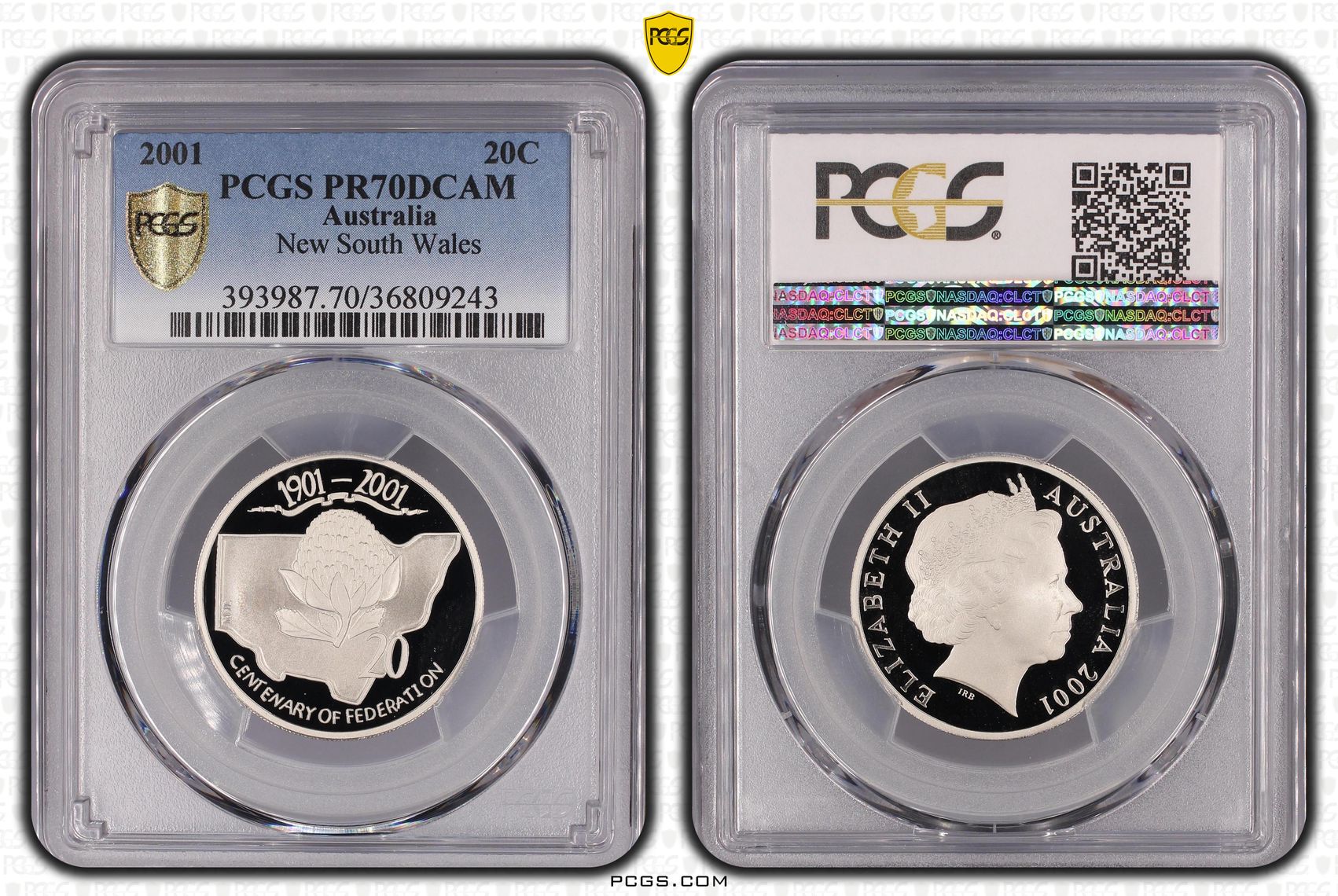2001 Australian Twenty Cent, 20c Proof New South Wales PCGS - PR70DCAM POP 68/0 -243