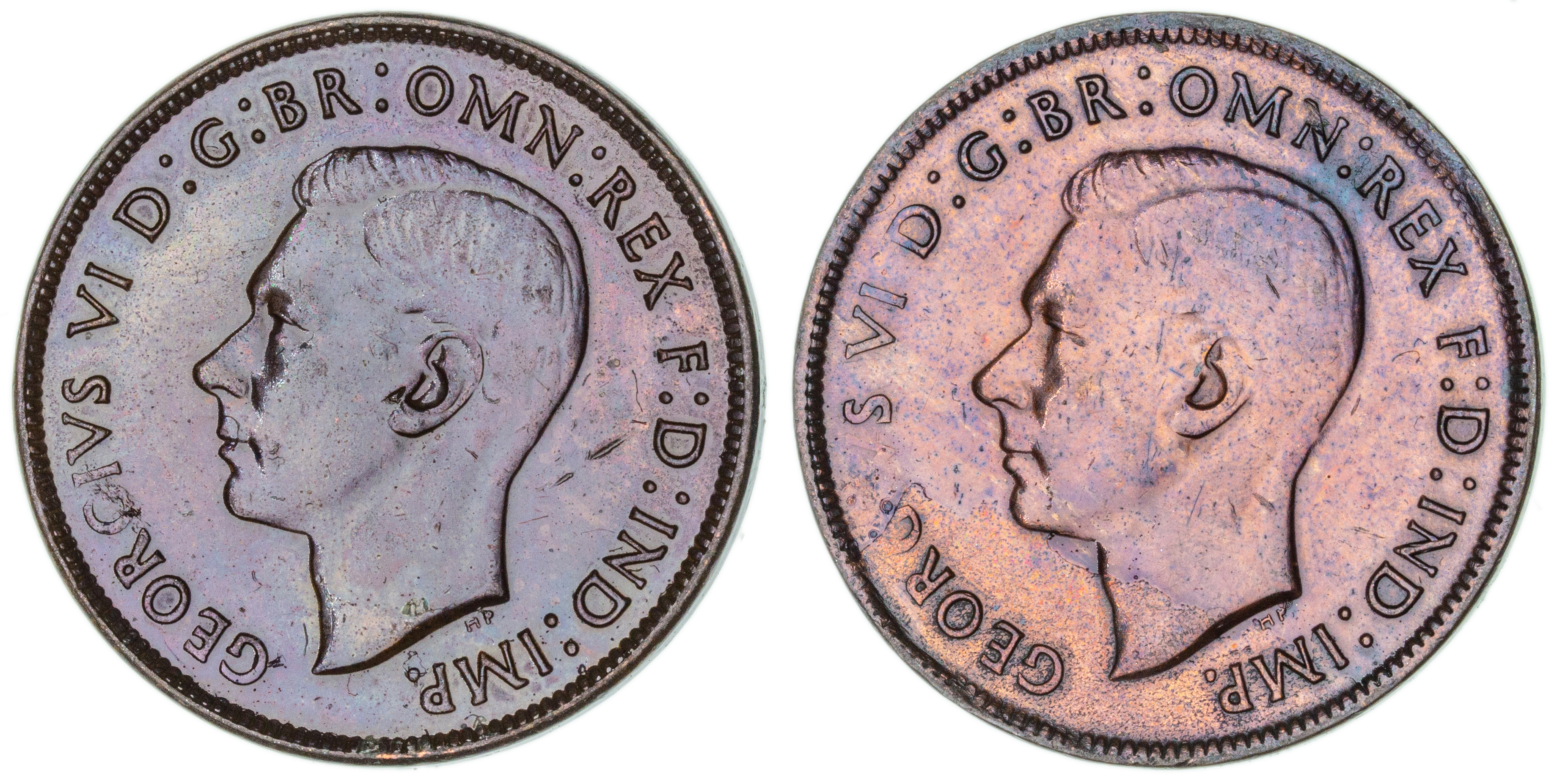 George VI, Penny, 1943Y. & 1944, EF