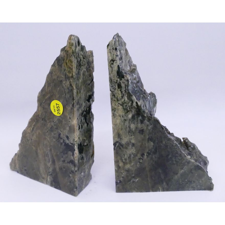 Pair Green Stone Bookends- 8''