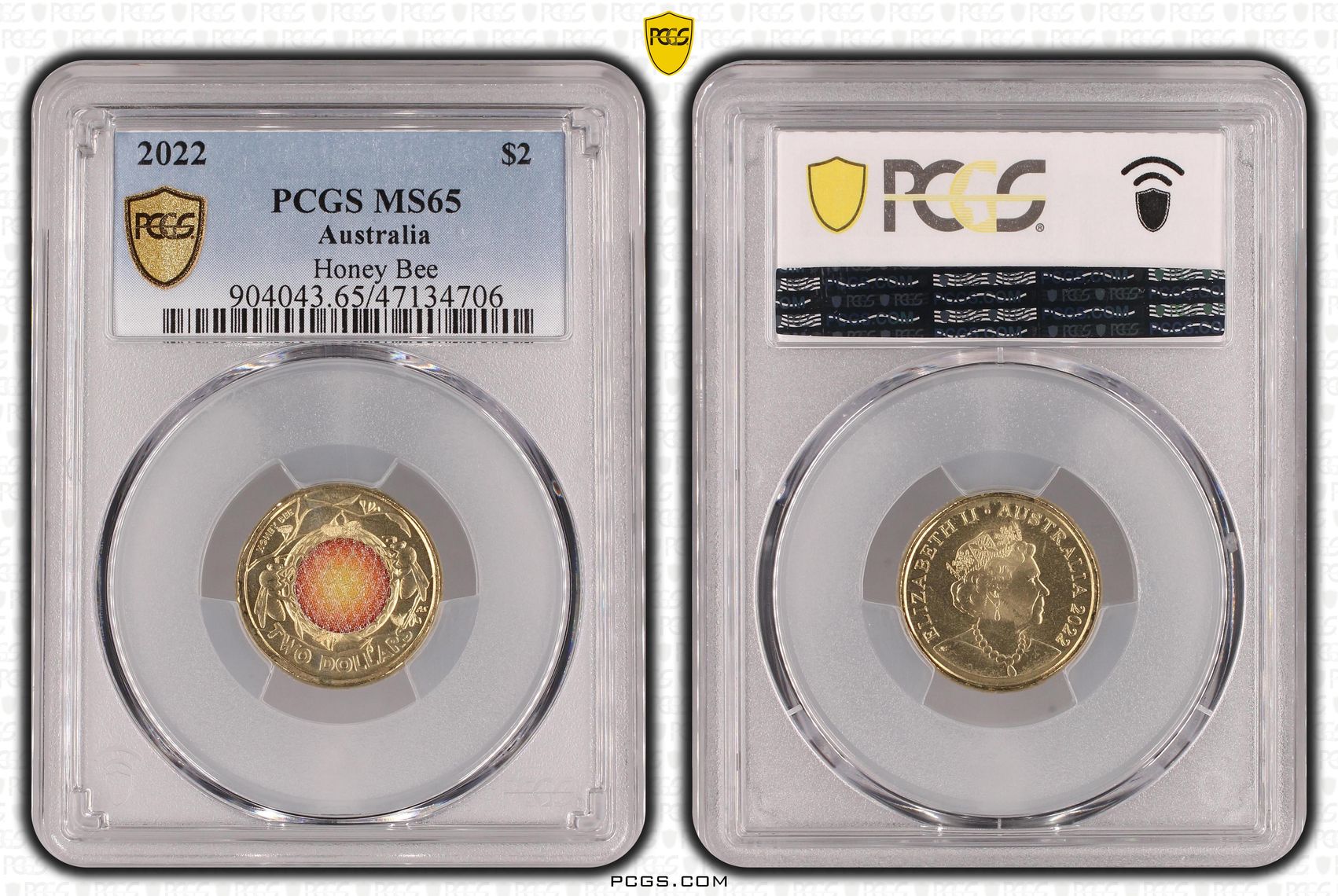 Honey Bee Colorized , Two Dollar, 2022, PCGS MS65