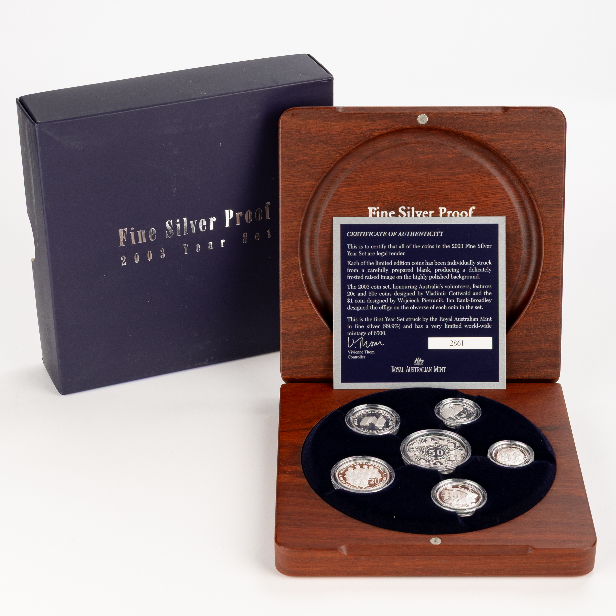 Elizabeth II, RAM - Silver Proof Year Set, Five Cents - Two Dollars, 2003, FDC