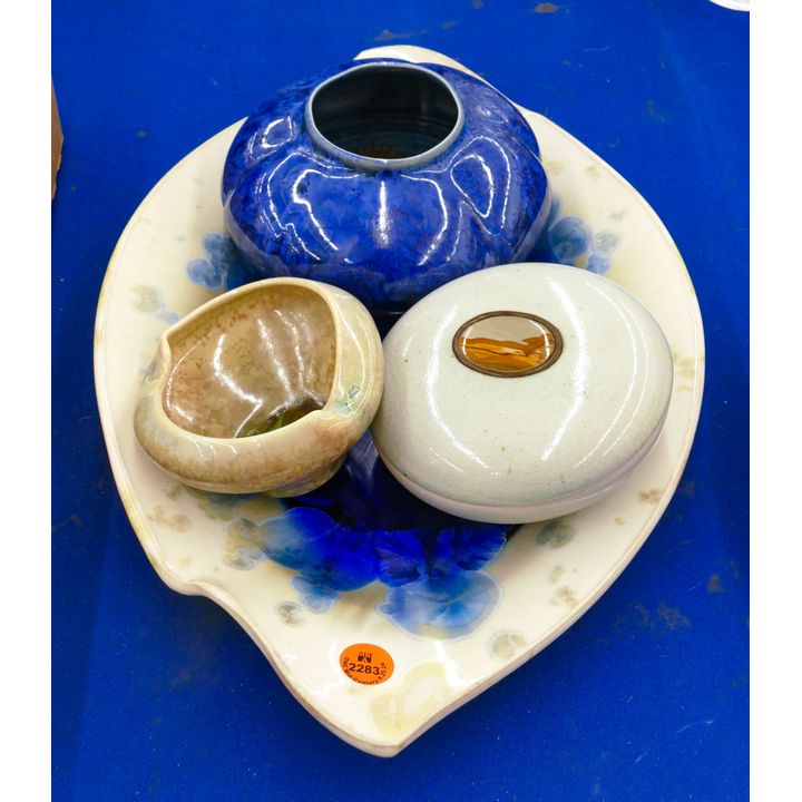 4pc Ellen Currans Crystalline Glaze Pottery 4'' to 15''