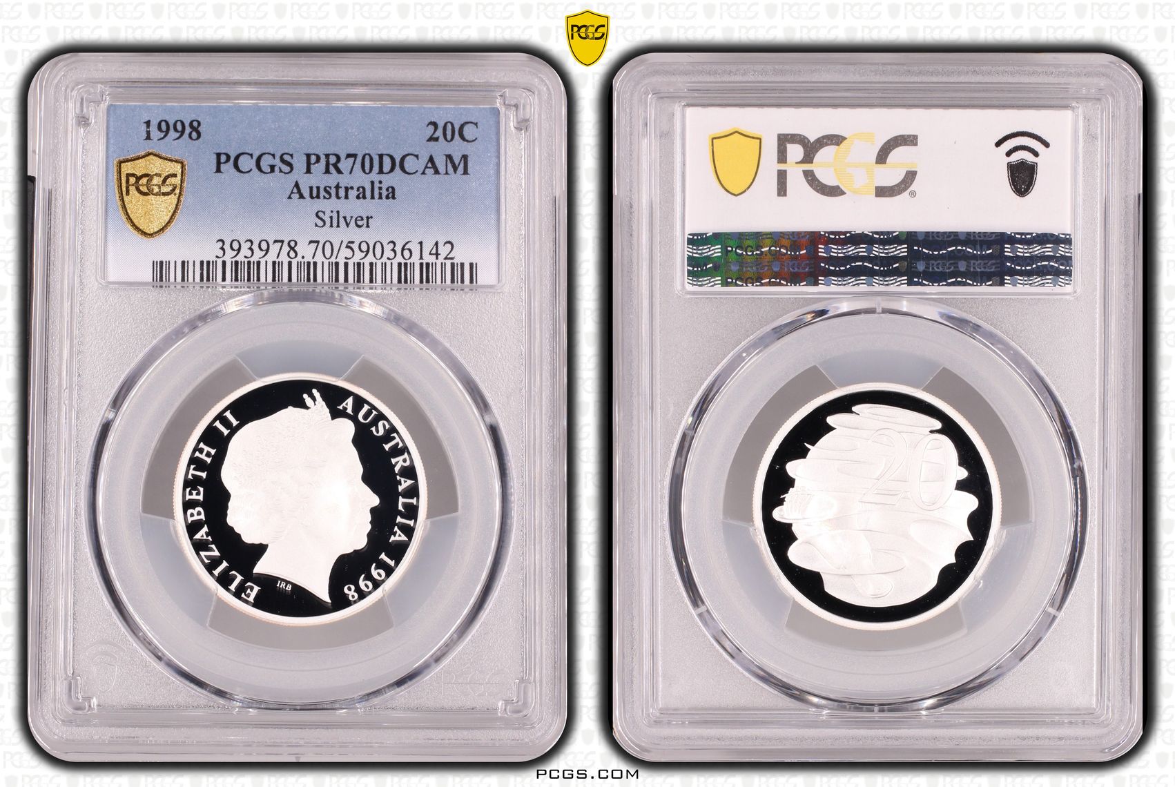 Silver, Twenty Cent, 1998, PCGS PR70DCAM