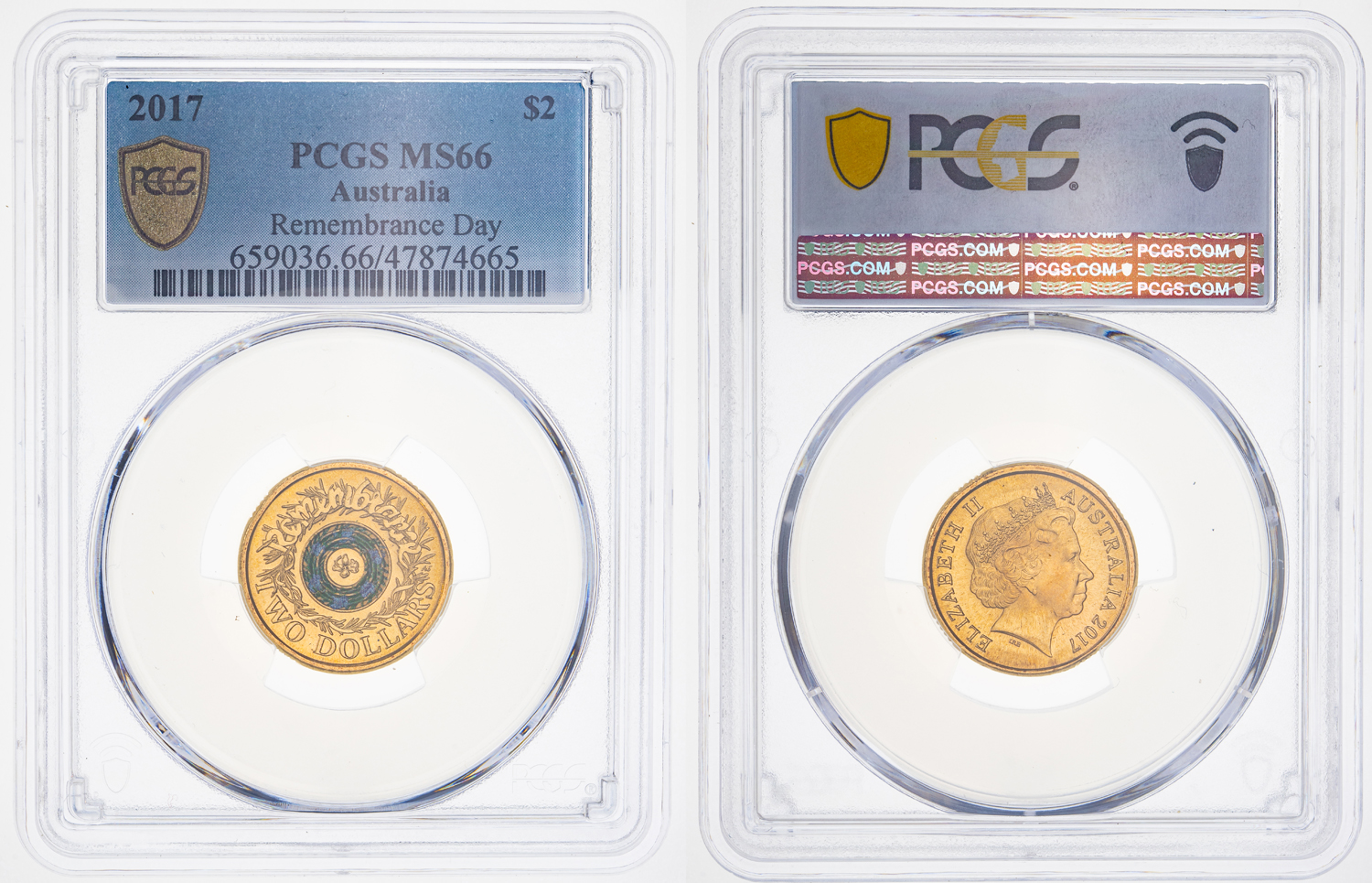 Remembrance Day, Two Dollar, 2017, PCGS MS 66