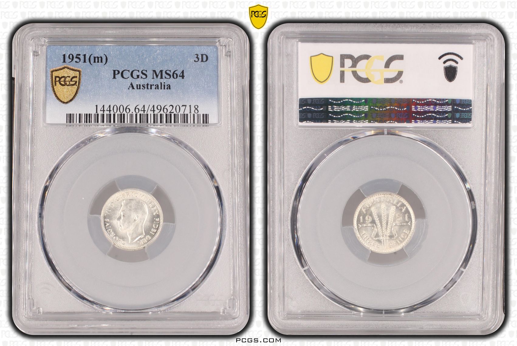 George VI, Threepence, 1951(m), PCGS MS64