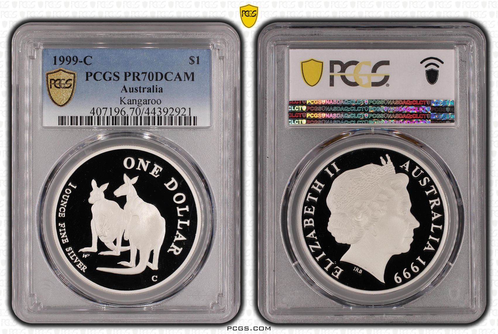 1999-C Australia One Dollar, $1 Kangaroo PCGS - PR70DCAM POP 7/0 -921