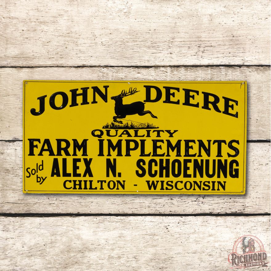 John Deere Leaping Deere Logo Wisconsin Single Sided Metal Sign TAC 9.25