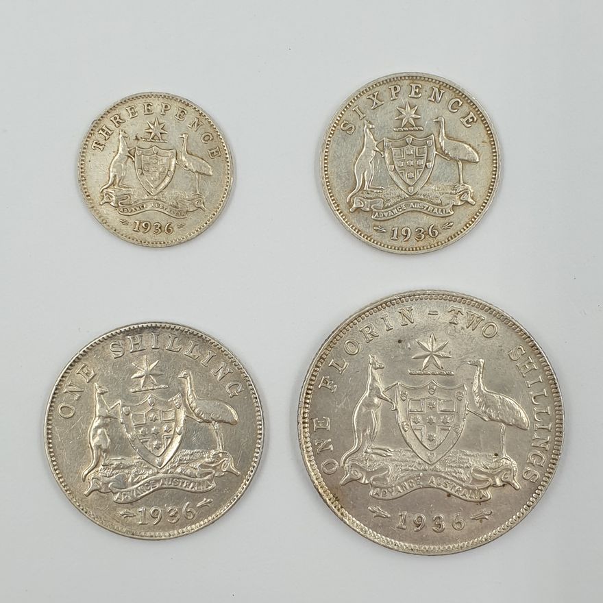 Aus. 1936 Silver Coins (x4)