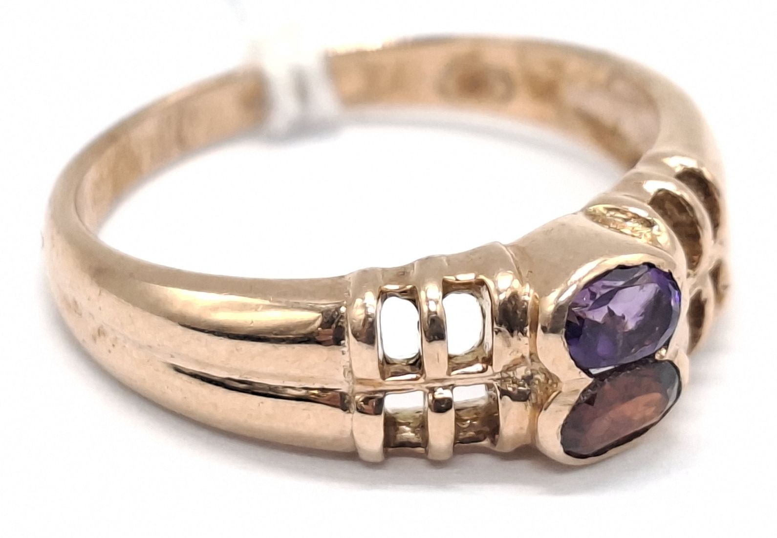 9ct Gold Garnet Amethyst Ring