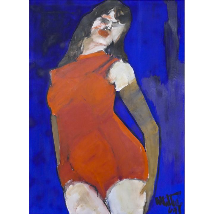 Michael Whitley ''Girl in Red'' 1964 Oil