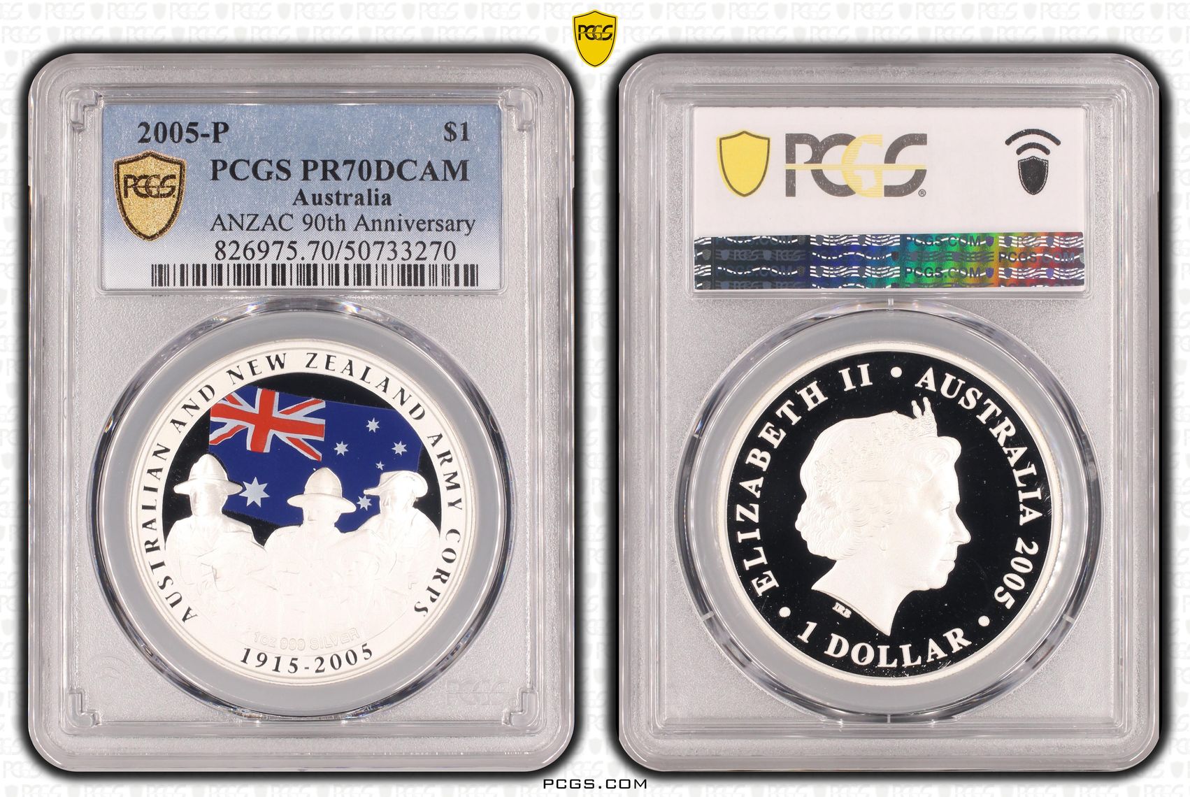 ANZAC 90th Anniversary, POP 6/0, One Dollar, 2005-P, PCGS PR70DCAM
