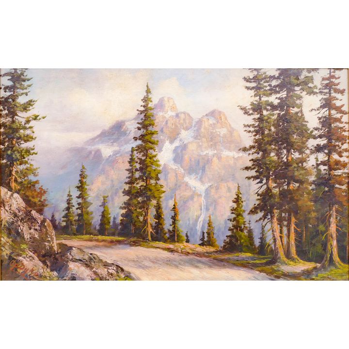 Leroy Dayton Updyke (1876-1959 Washington) Northwest Mountain Scene Oil