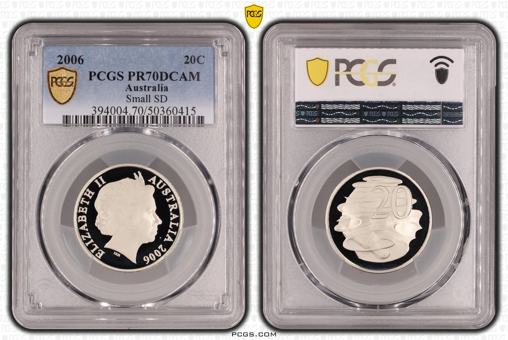 Small SD, Twenty Cent, 2006, PCGS PR70DCAM