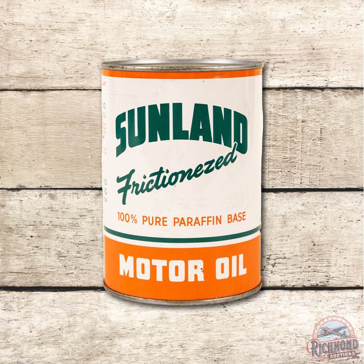 Sunland Frictionezed Full One Quart Motor Oil Can TAC 8.75
