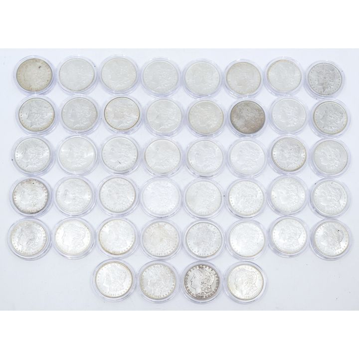 Collection 44pc US Morgan Silver BU Dollars in Cases - Various Dates