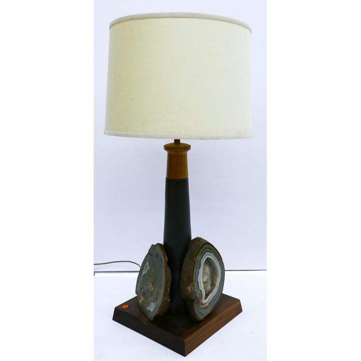 Martz Mid Century Sculptural Pottery with Agate Table Lamp 36''