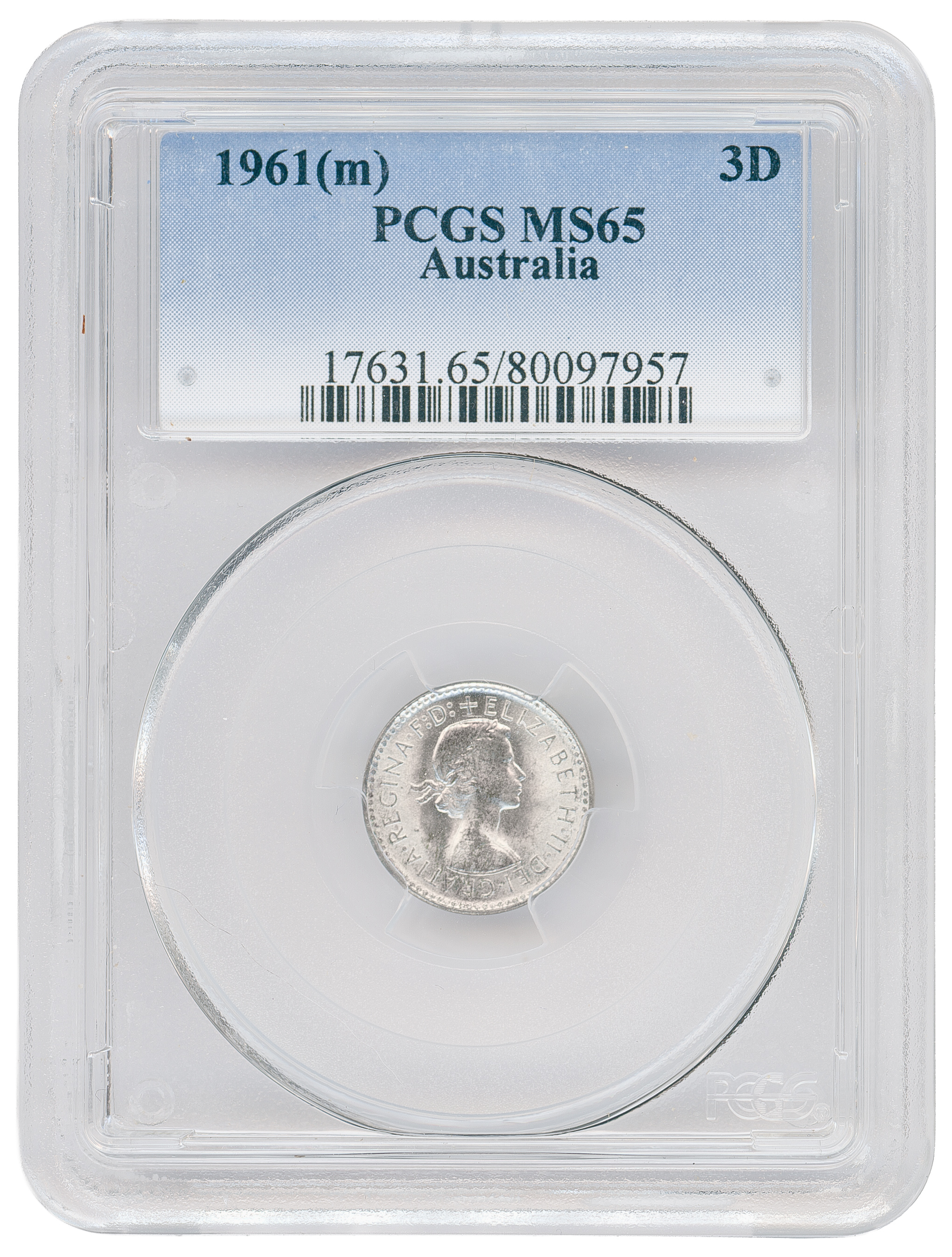 Threepence, 1961(m), PCGS MS65