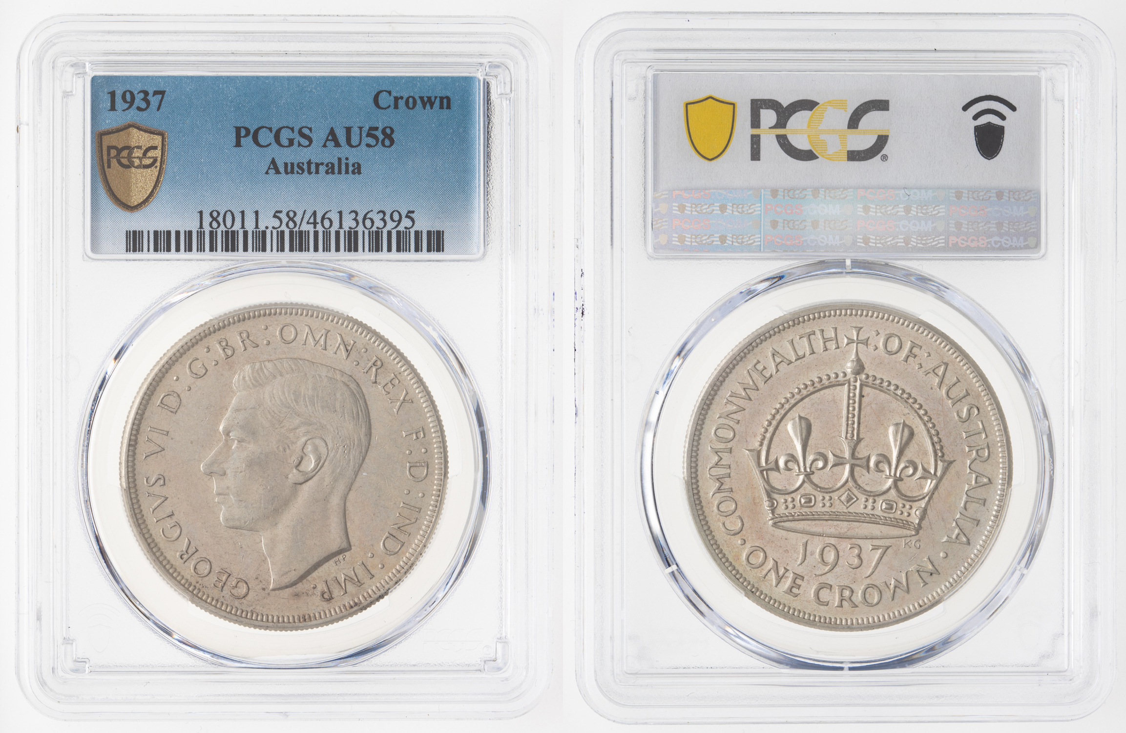 George VI, Crown, 1937, PCGS AU 58