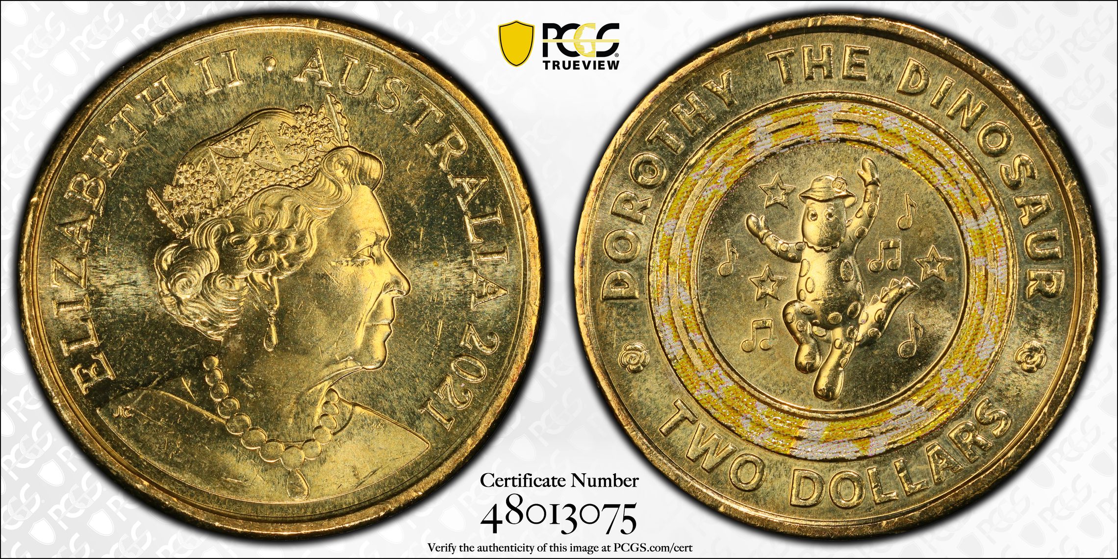 Wiggles-Dorothy the Dinosaur , Two Dollar, 2021, PCGS MS67