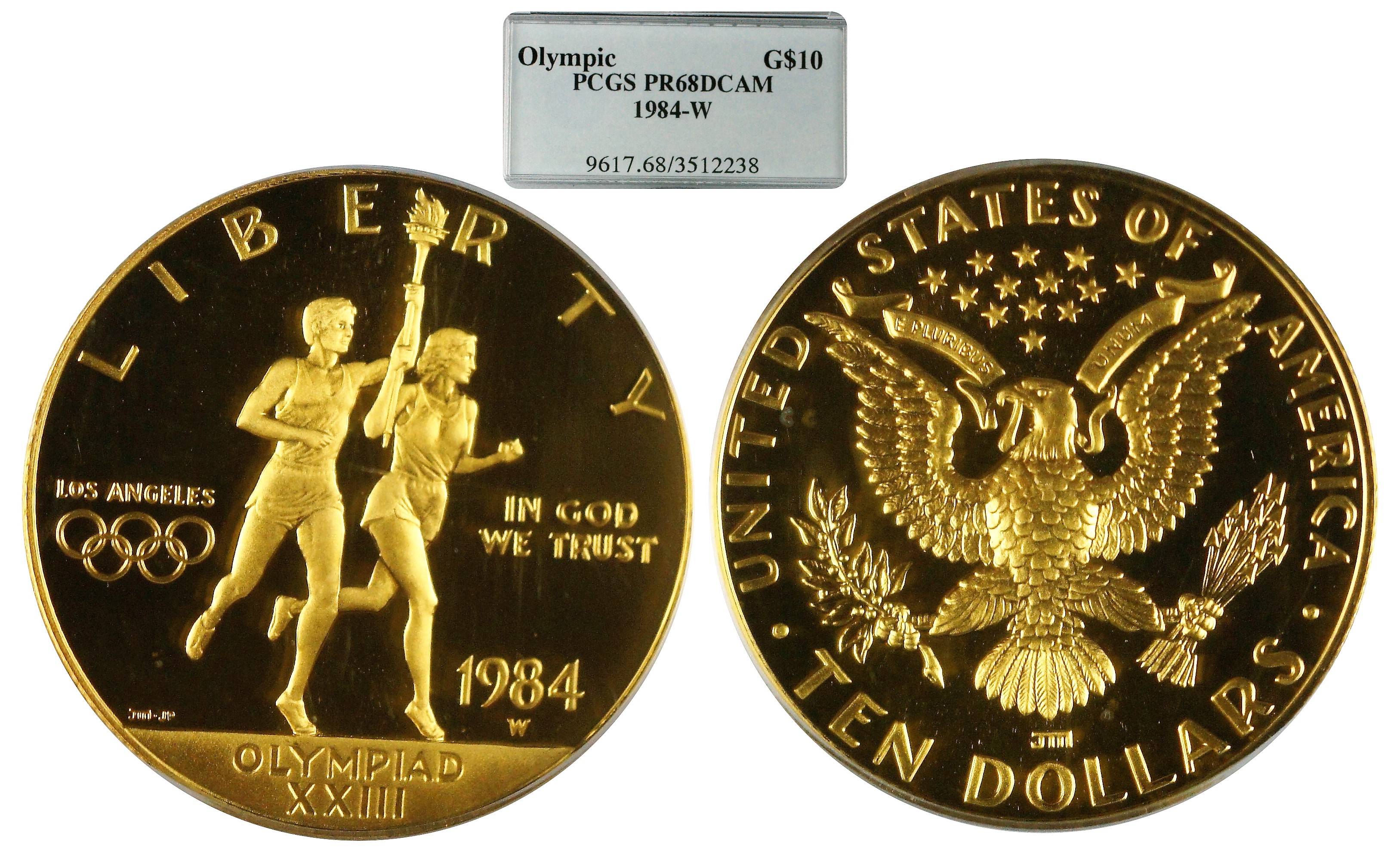 USA Olympic Gold 1984-W $10 PCGS PR68 Deep Cameo