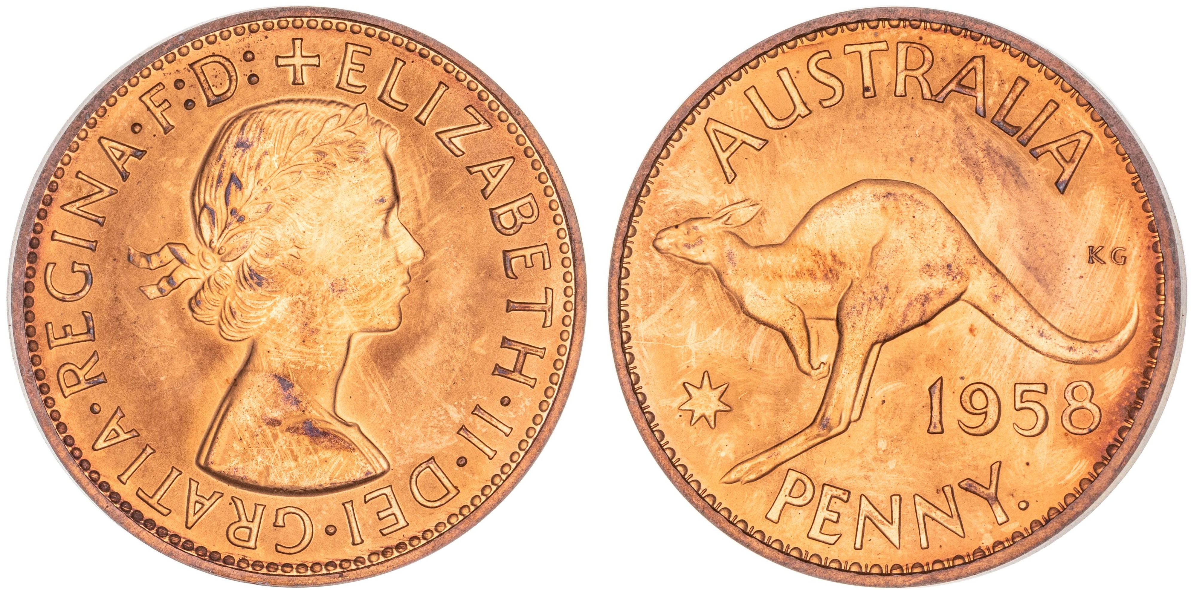 Elizabeth II, Penny, 1958, aFDC