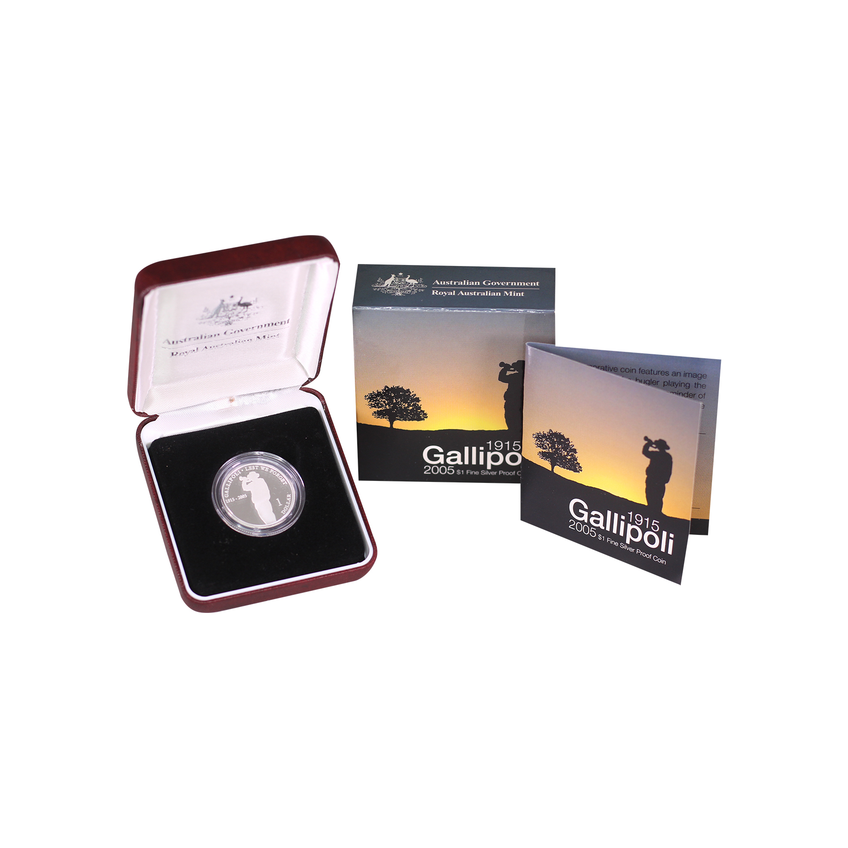 2005 Royal Australian Mint $1 1915 Gallipoli Silver Proof Coin-Box & COA