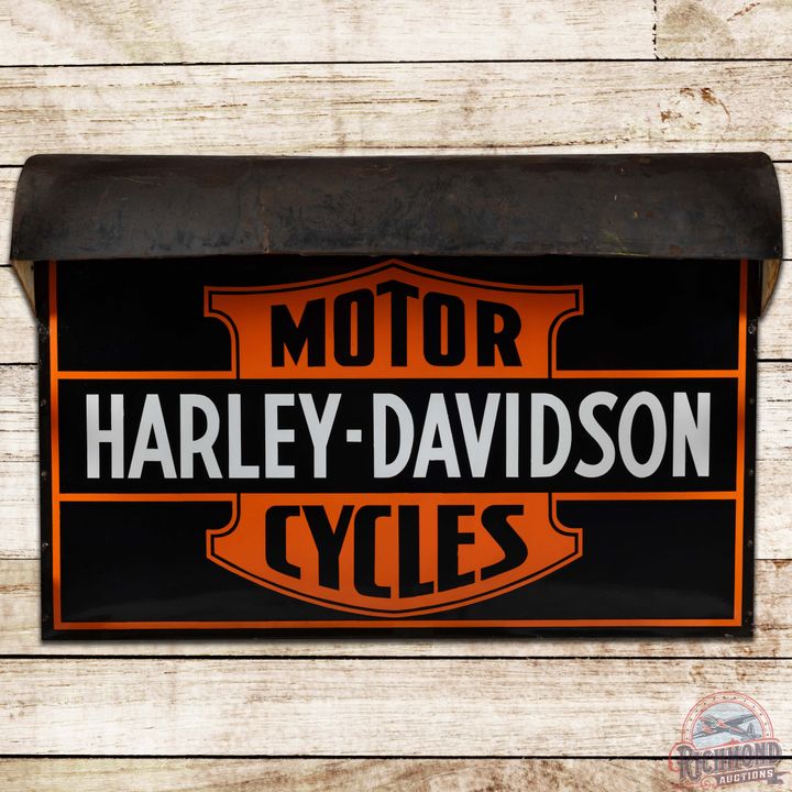 Rare Harley Davidson Motorcycles DS Porcelain Lighted Hood Sign