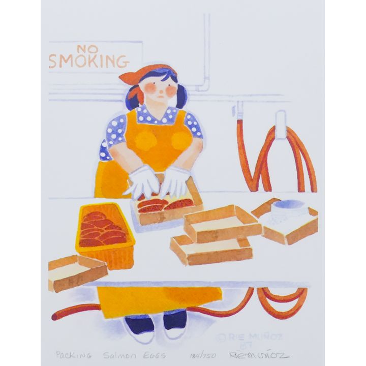 Rie Munoz ''Packing Salmon Eggs'' 1987 Signed Print