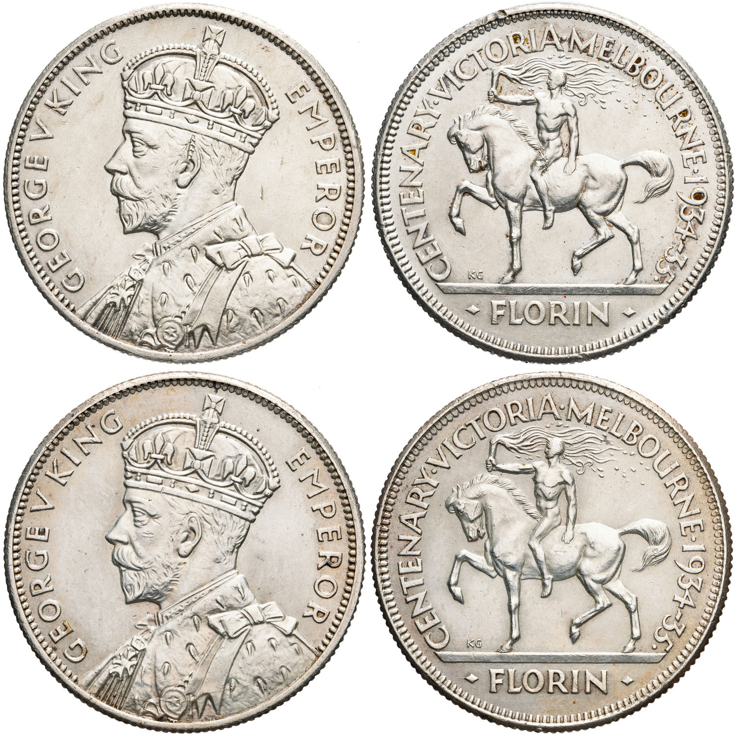 George V, Melbourne Centenary, Florin, 1934-35, EF