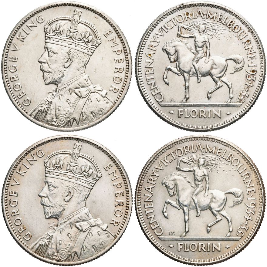 George V, Melbourne Centenary, Florin, 1934-35,  EF