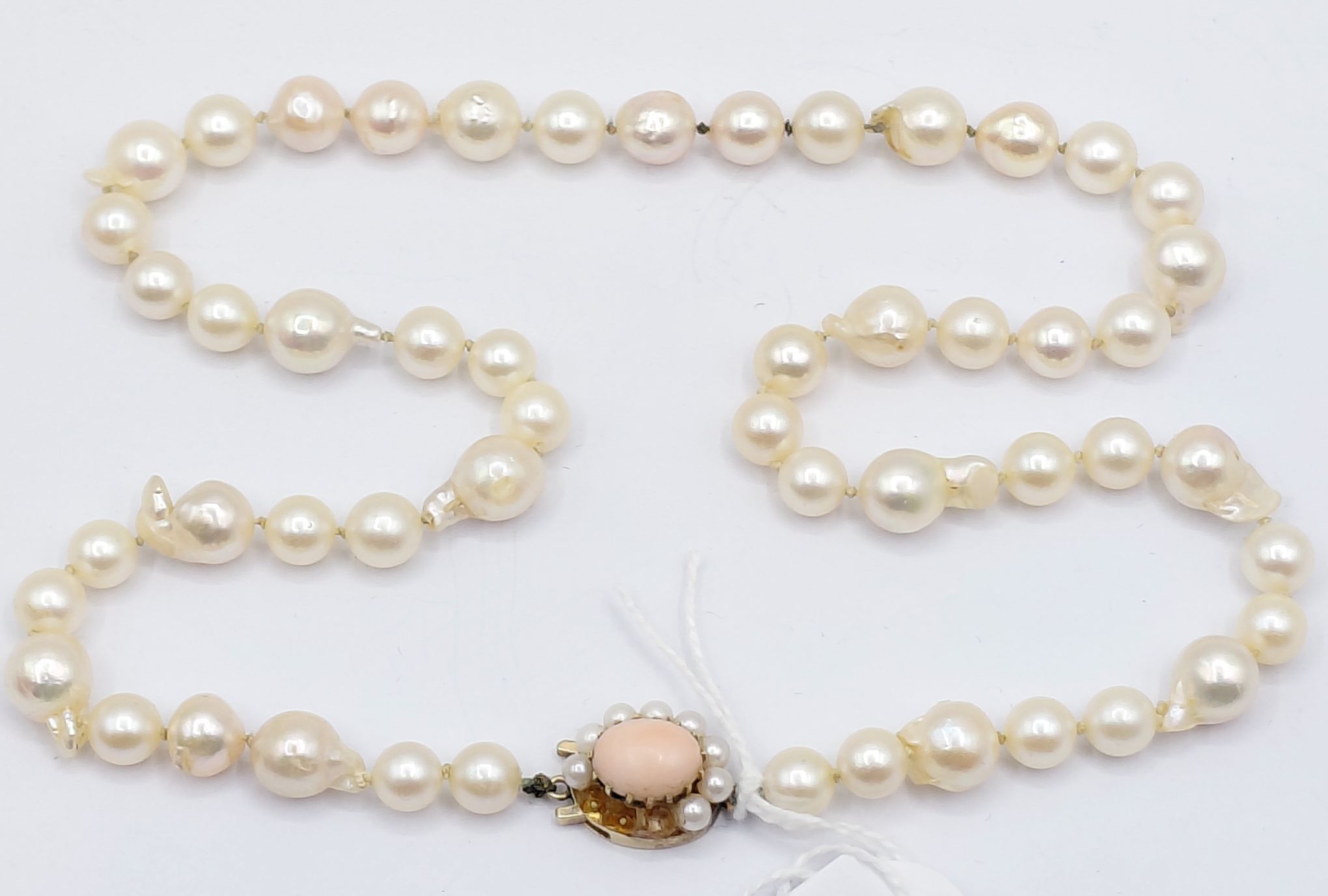 Pearl Necklace With Coral Clasp