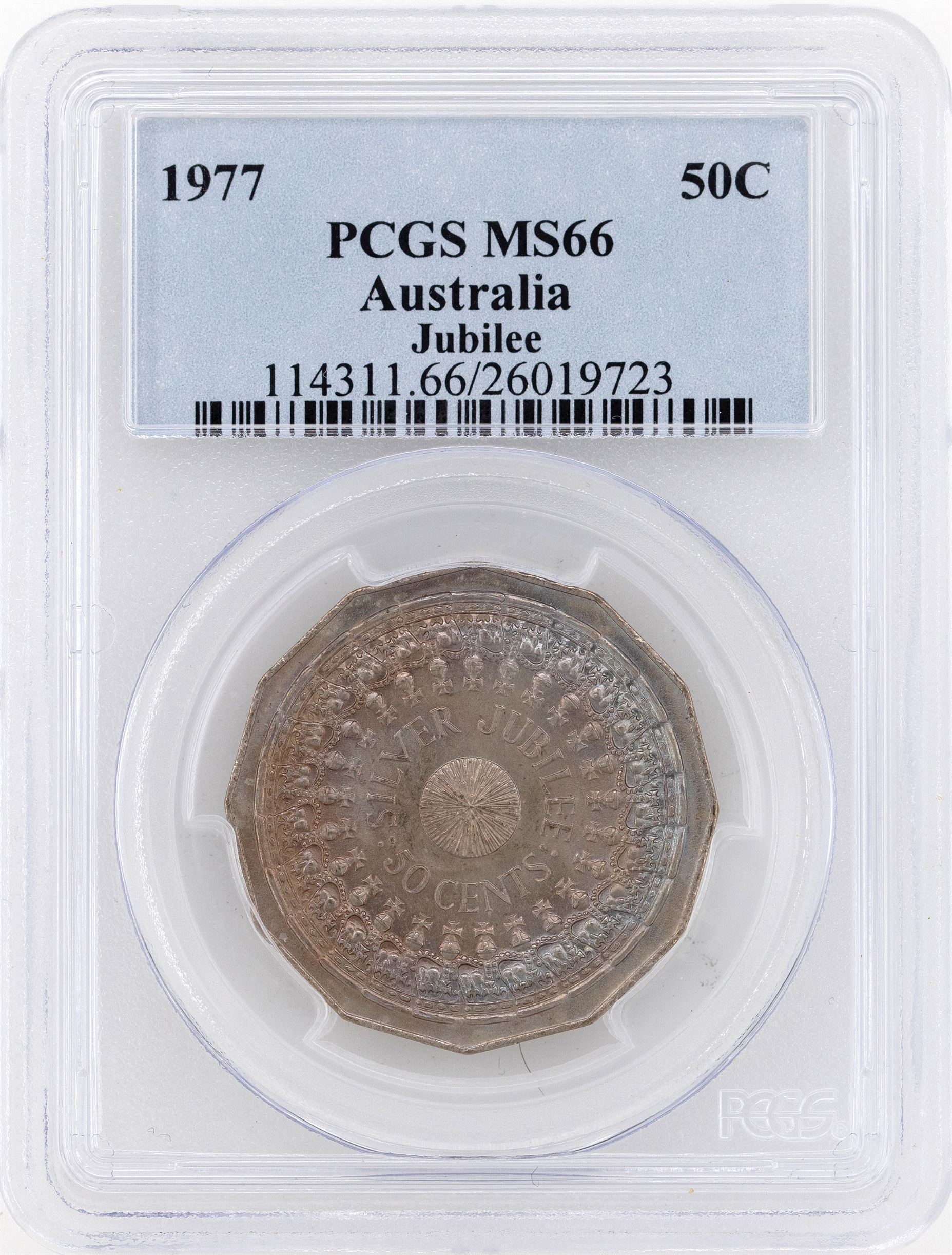 1977 Australia Fifty Cent, 50c Jubilee PCGS - MS66 -723