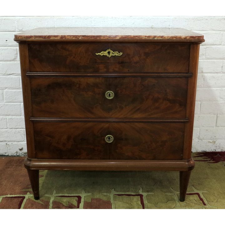 DUTCH WALNUT COMMODE WITH MARBLE TOP