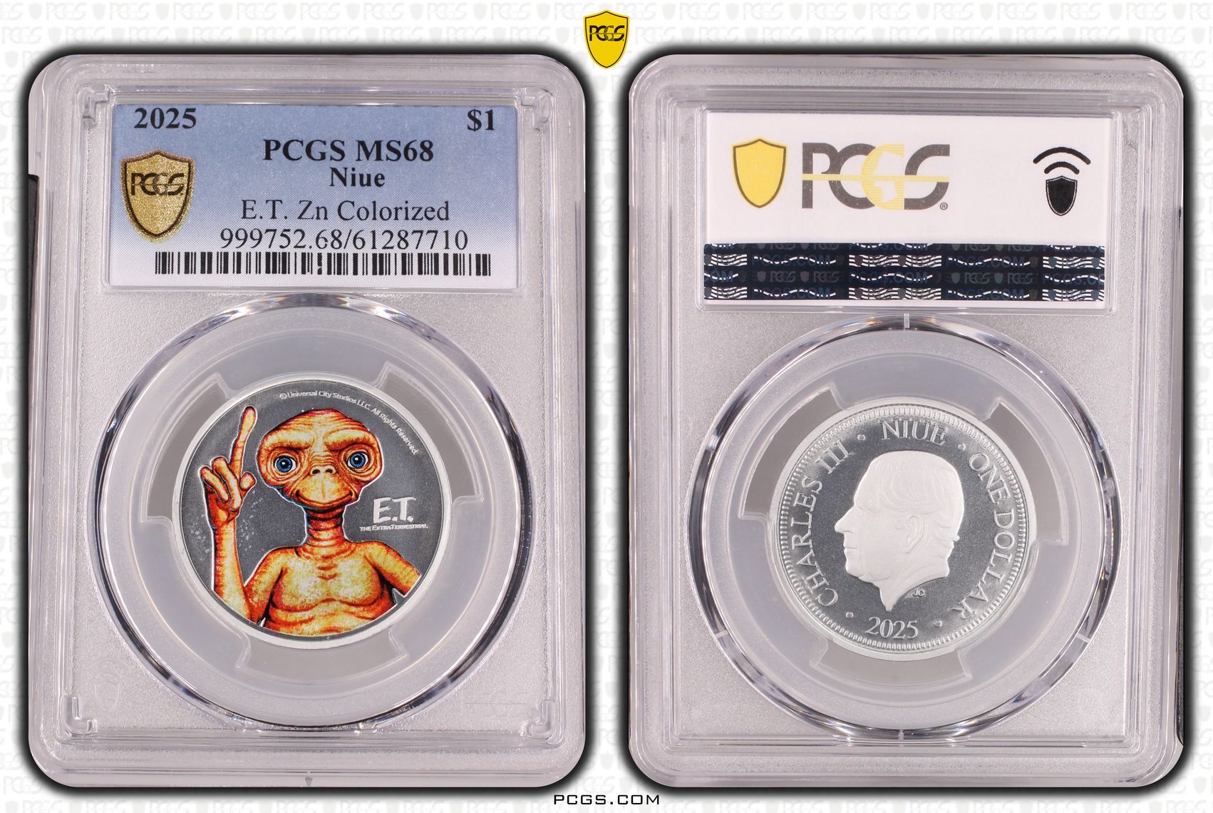 Niue, E.T. Zn Colourised, One Dollar, 2025, PCGS MS68