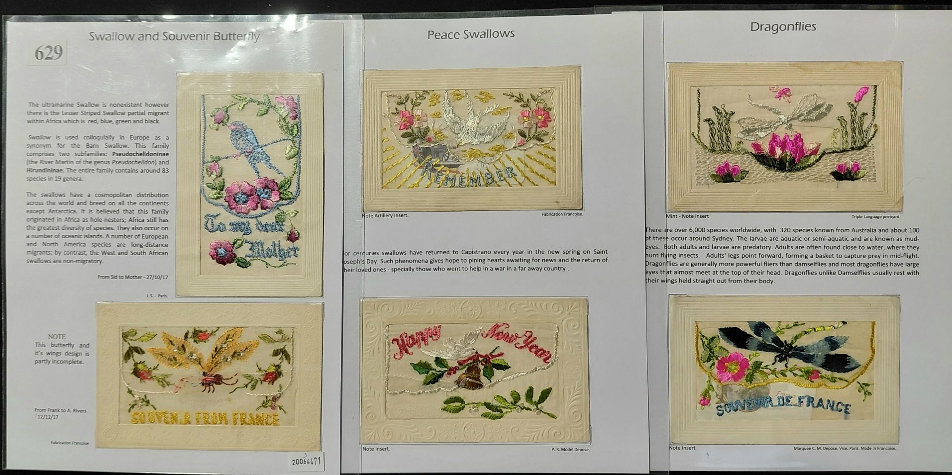 629 · SILK POSTCARDS - GREETING POCKET CARDS