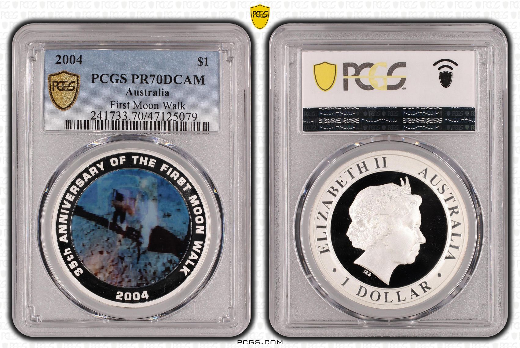 First Moon Walk Silver, POP 6/0, One Dollar, 2004, PCGS PR70DCAM