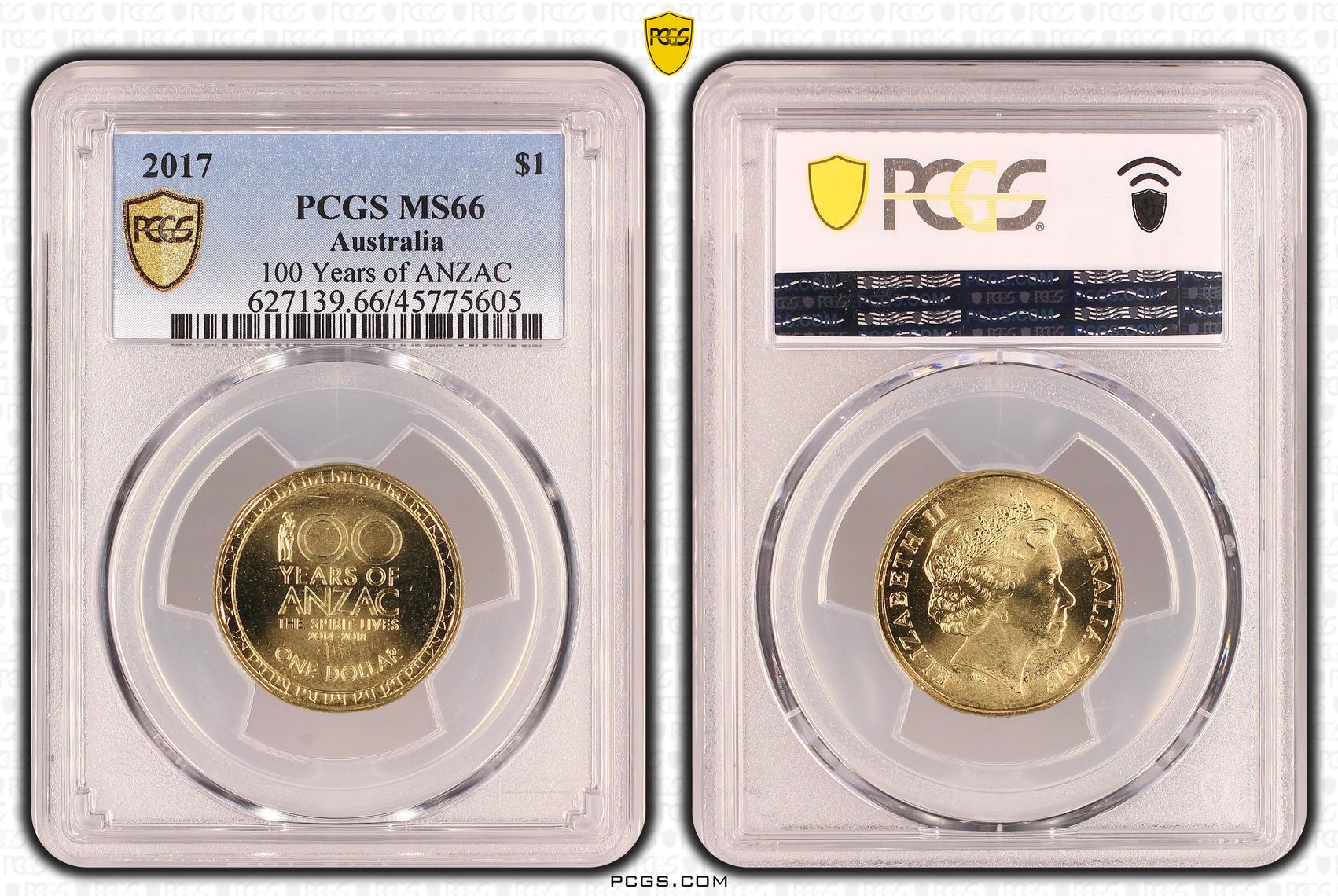 100 Years of ANZAC, One Dollar, 2017, PCGS MS66